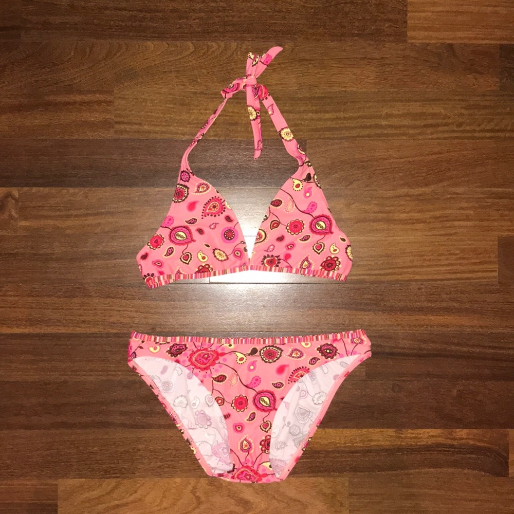 Water Girl pink print bikini from Title 9